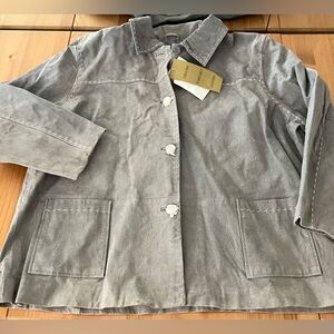 NWT Vintage Denim & Co Washable Leather Jacket 3X Gray